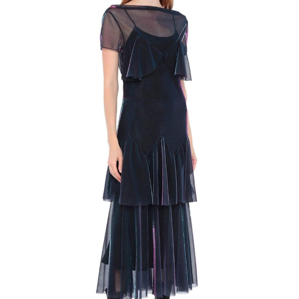 FW 2018 Layered Mesh Holographic Maxi Dress