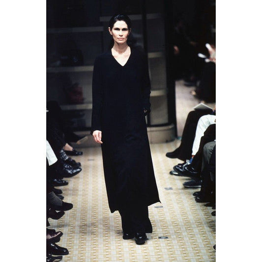 FW 1998 Black Wool V-Neck Maxi Dress
