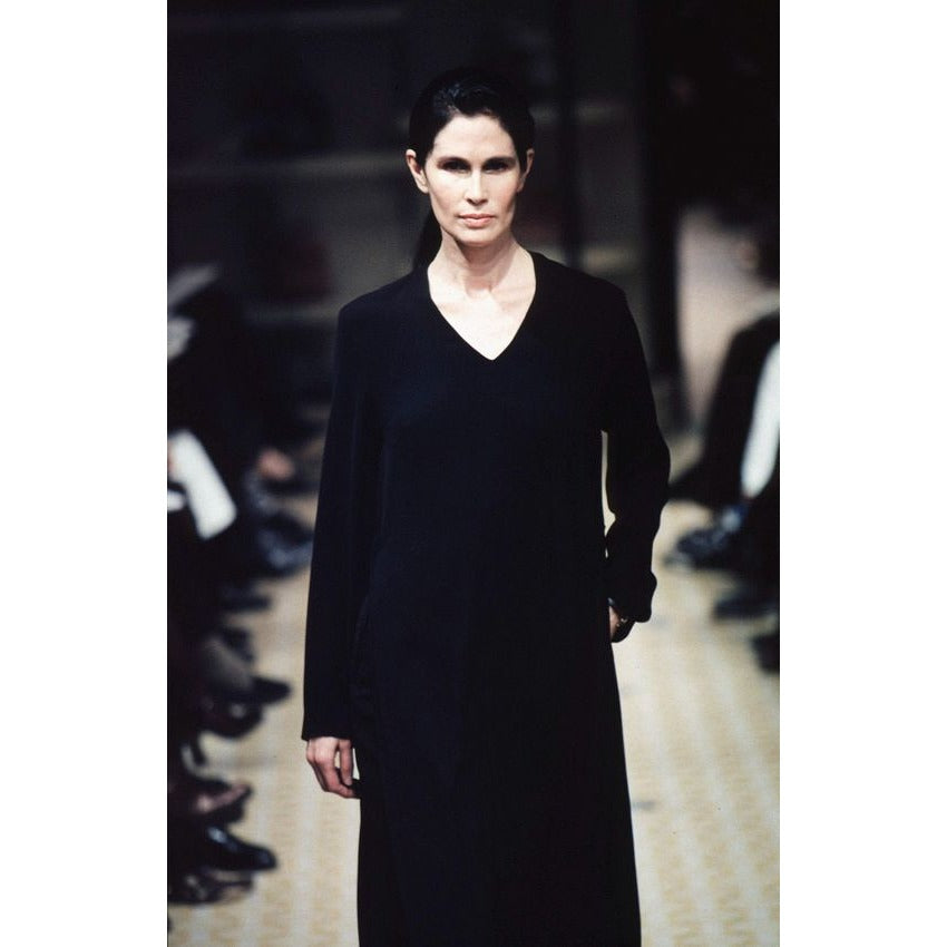 FW 1998 Black Wool V-Neck Maxi Dress