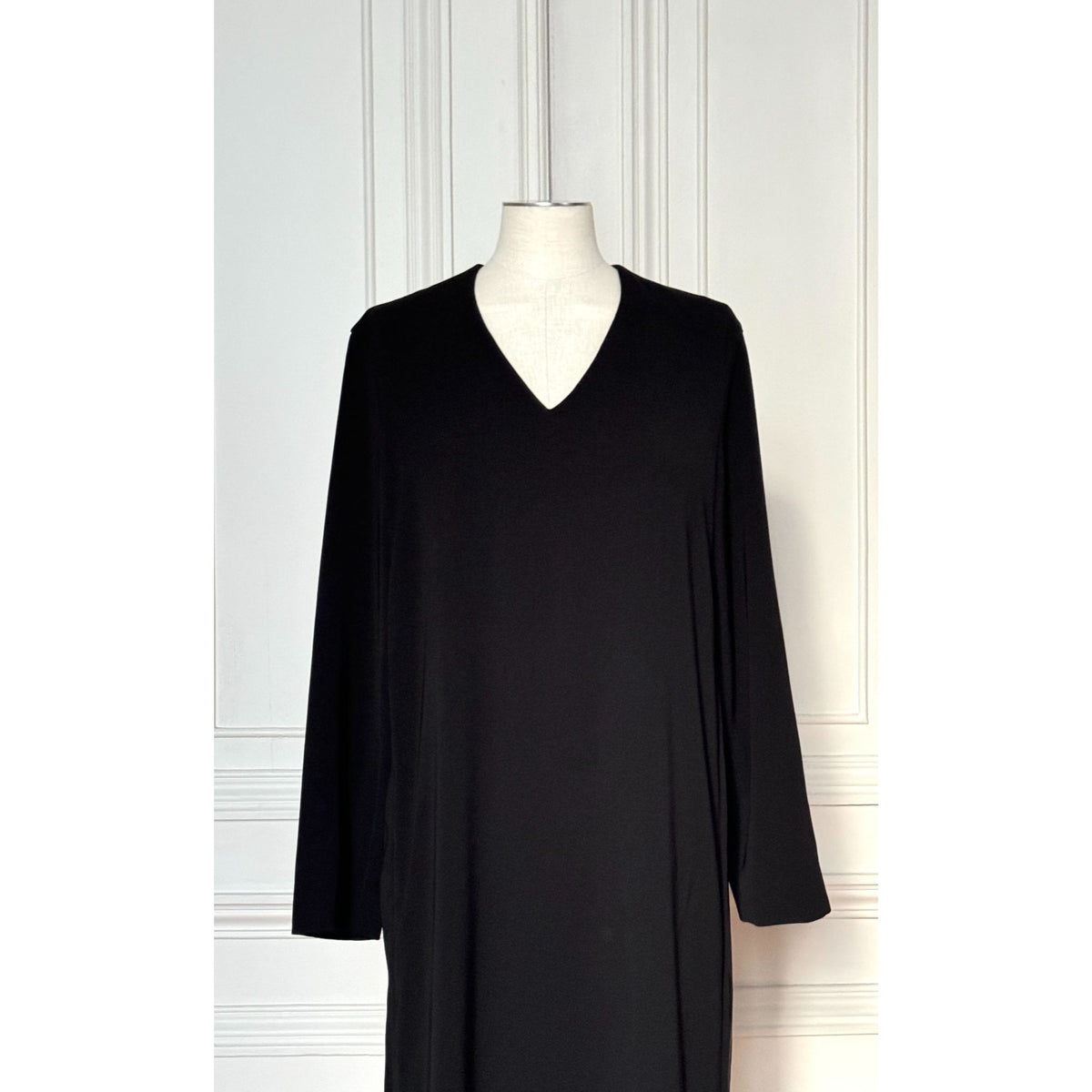 FW 1998 Black Wool V-Neck Maxi Dress