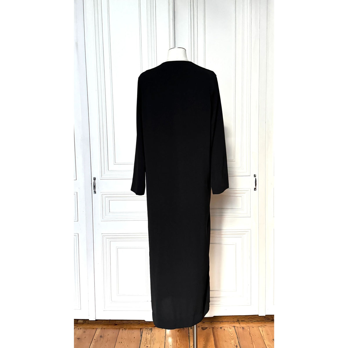 FW 1998 Black Wool V-Neck Maxi Dress