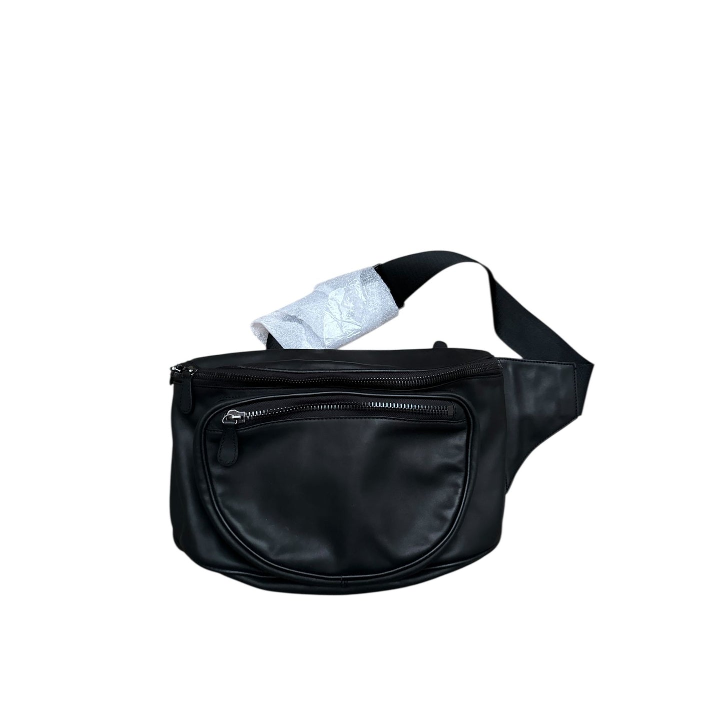 Oversized Black Leather Fannypack