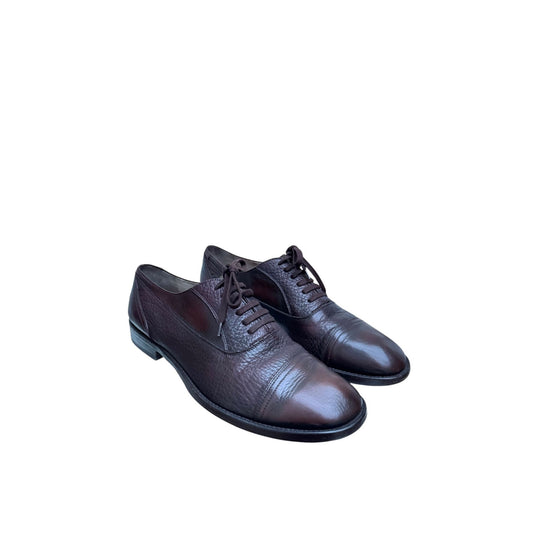 2000s Brown Leather Cap-Toe Lace-Up Shoes