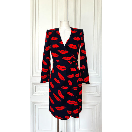FW 2016 Lips Silk Wrap Dress