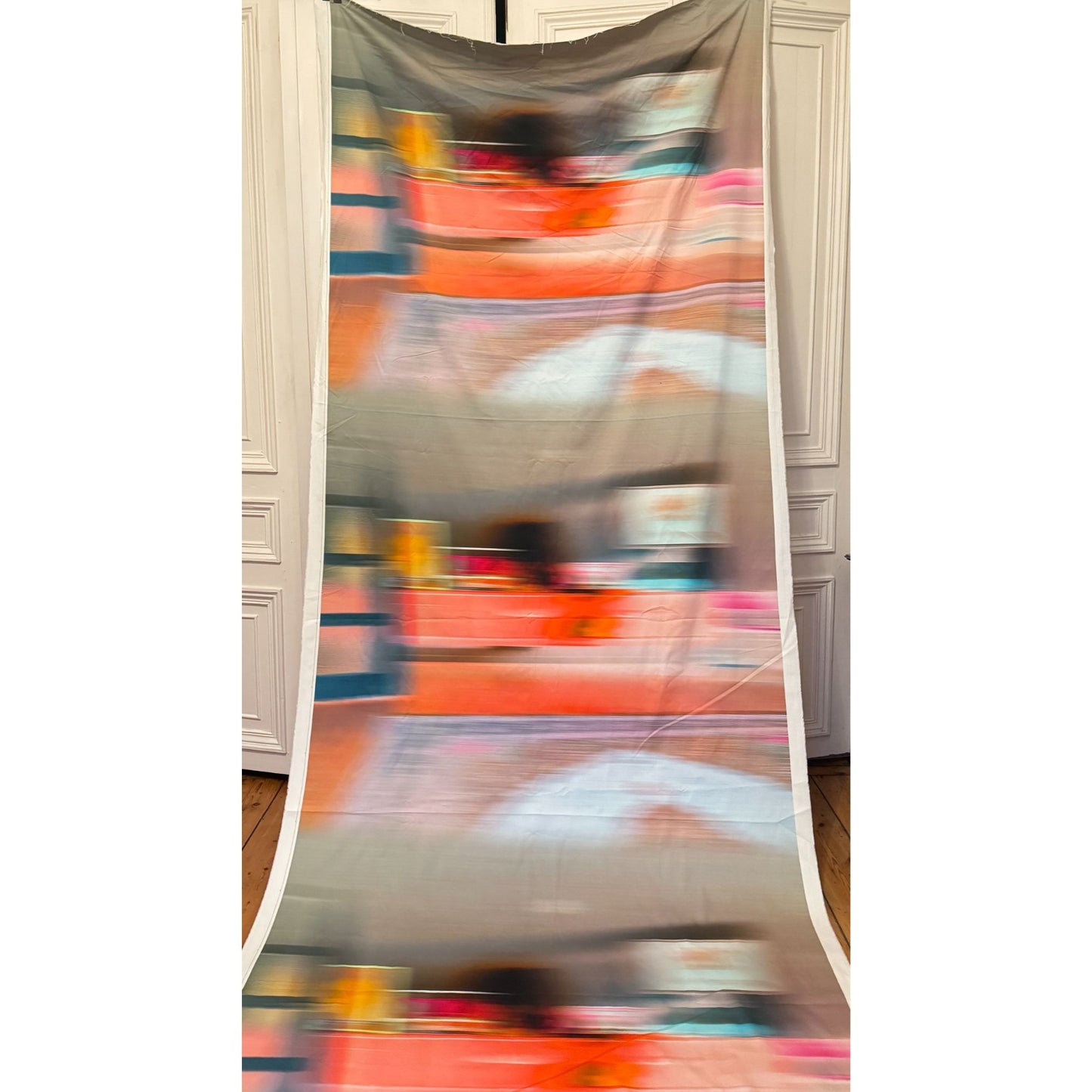 Dries Van Noten Blurry Grey Cotton Fabric Panel
