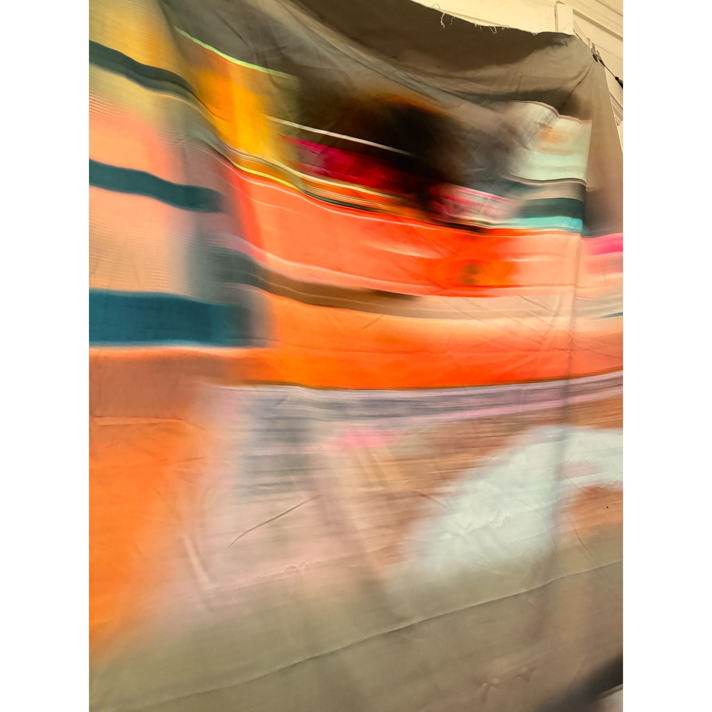 Dries Van Noten Blurry Grey Cotton Fabric Panel
