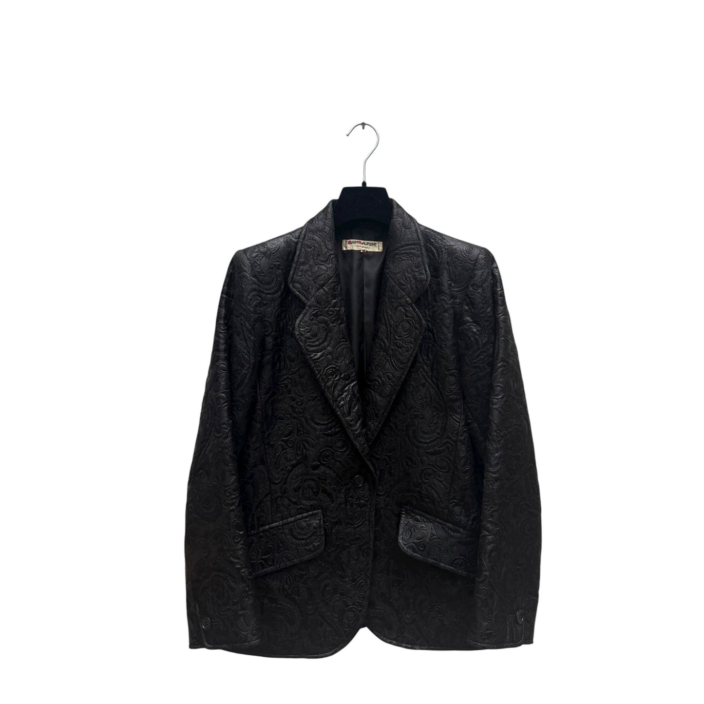 Saint Laurent Paris Black Brocade Blazer Jacket