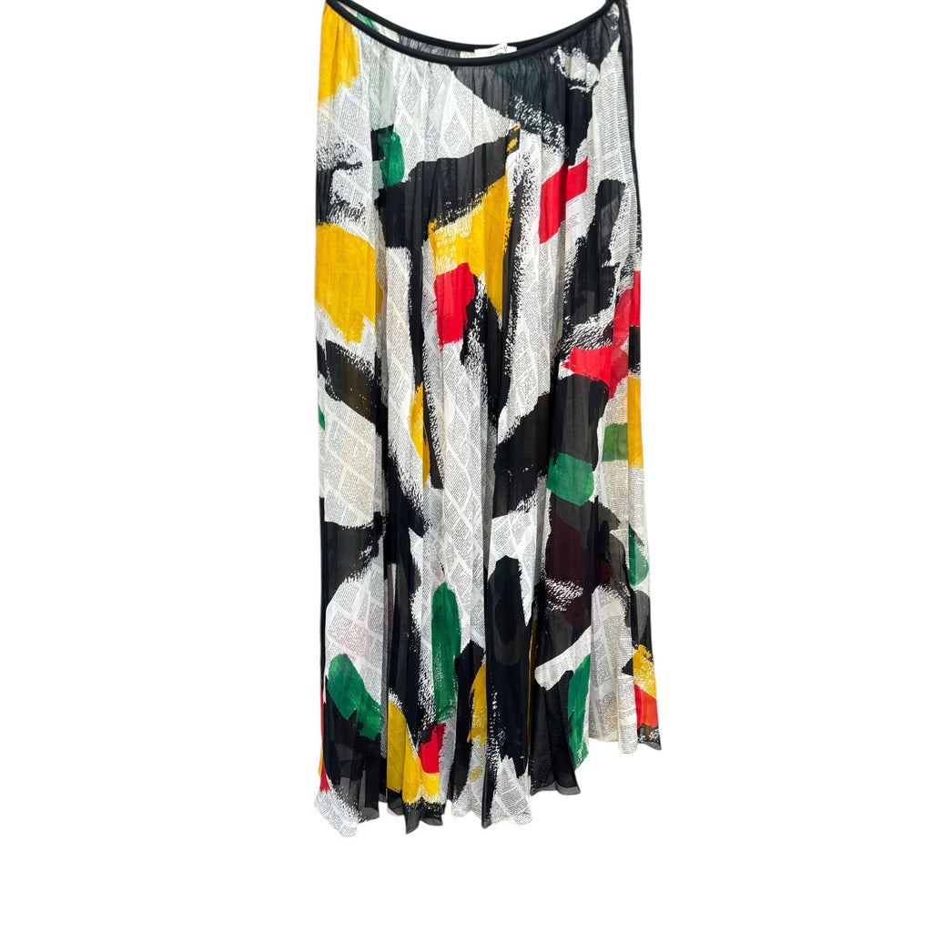 Phoebe Philo Spring 2014 Brushstroke skirt in sheer pleated silk Paper-print Long Skirt Size 38 / M