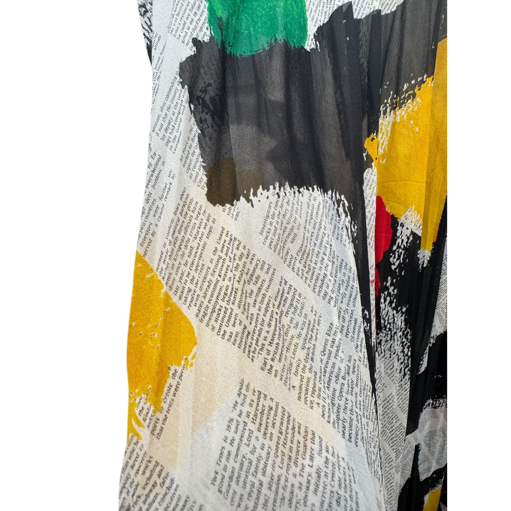 Phoebe Philo Spring 2014 Brushstroke skirt in sheer pleated silk Paper-print Long Skirt Size 38 / M