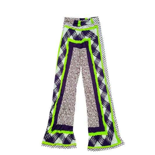 Colorful Printed Mesh Wide Pants 