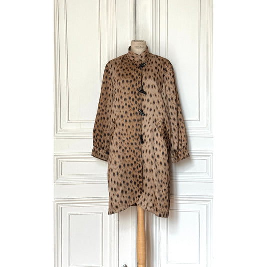 Leopard Print Mandarin Collar Dress