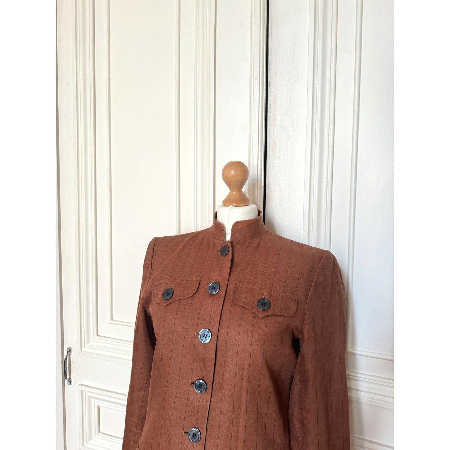 Brown Linen Safari Jacket 