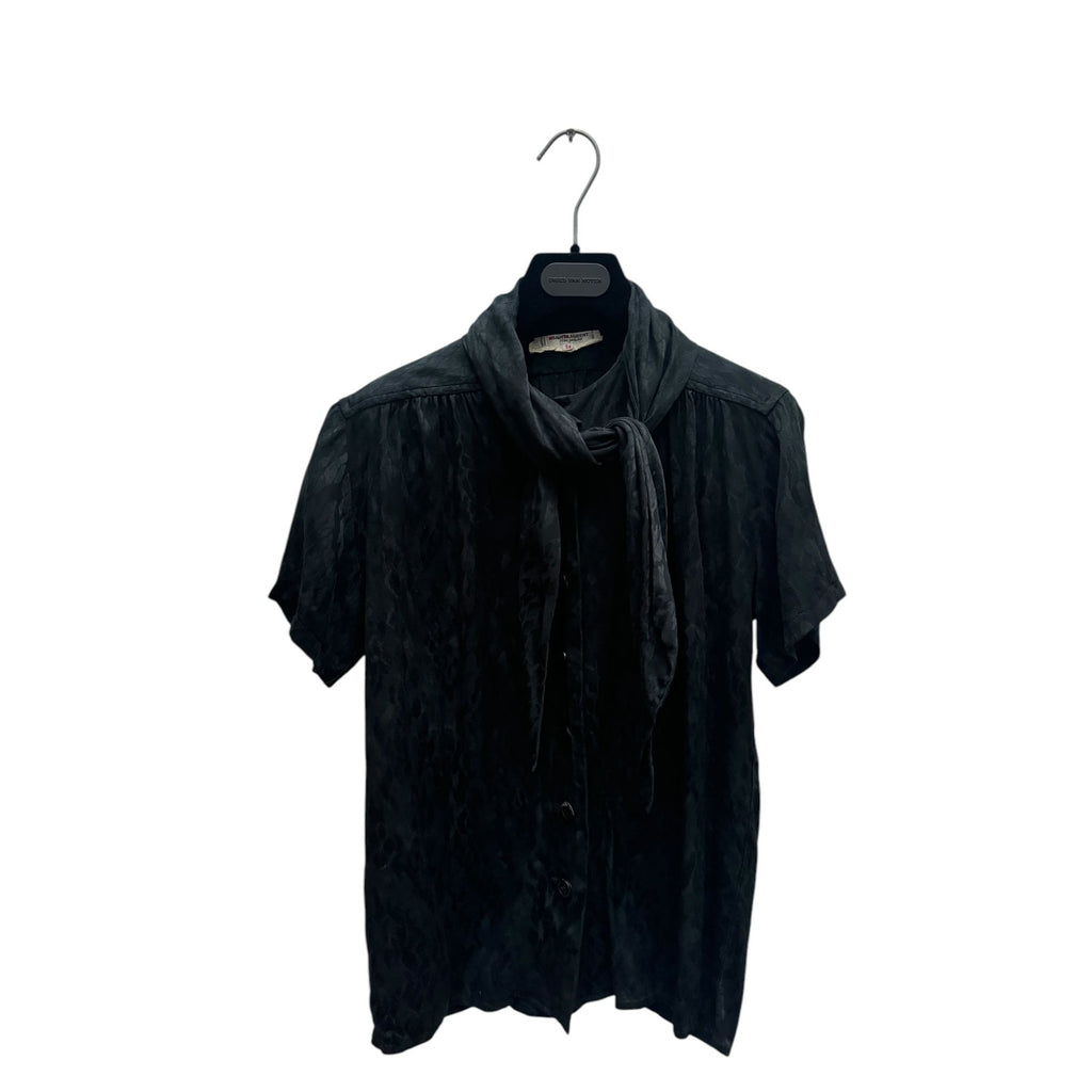 Black Silk Built-in scarf shirt