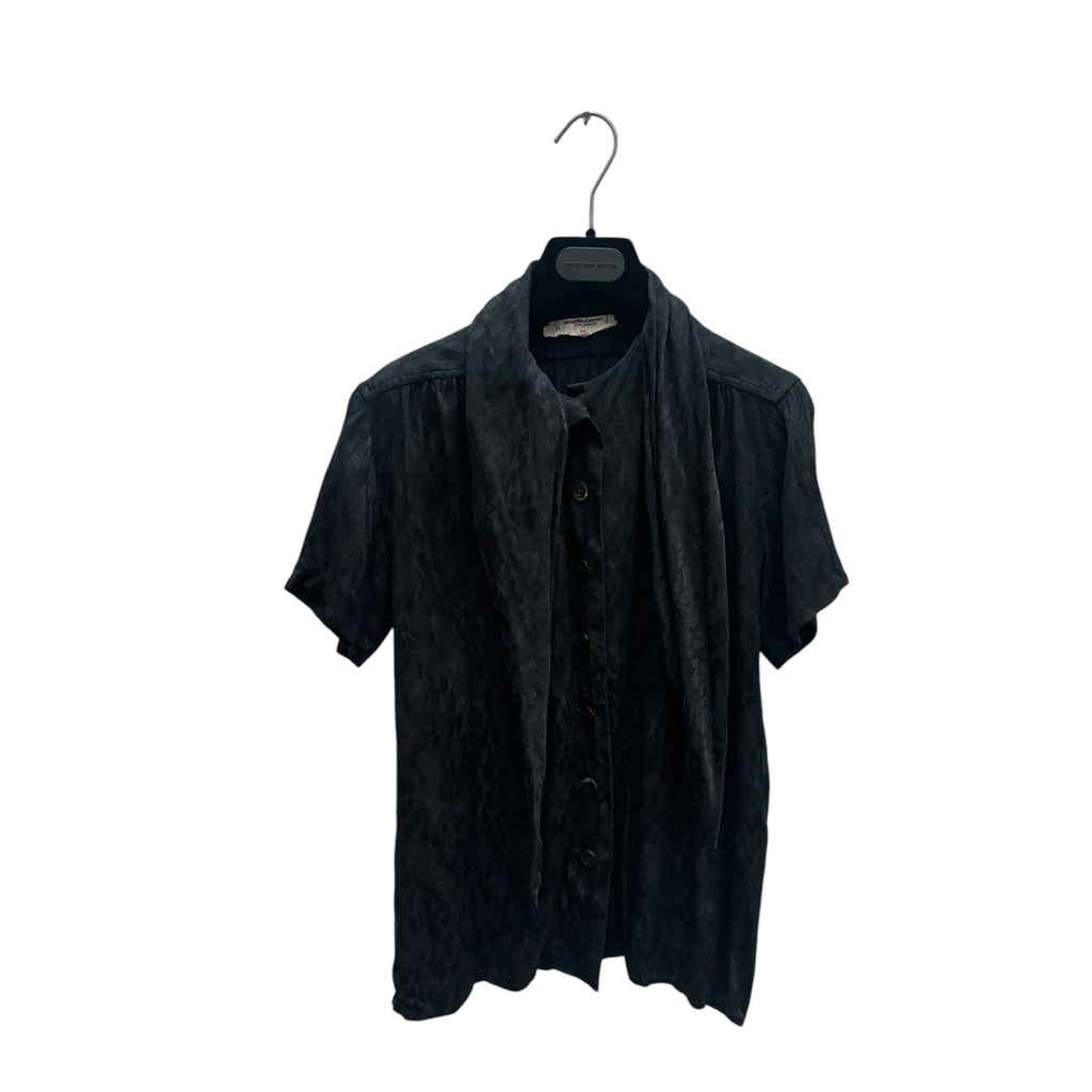 Black Silk Built-in scarf shirt