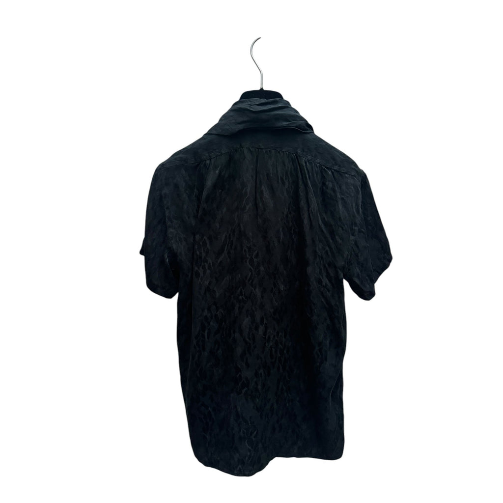 Black Silk Built-in scarf shirt