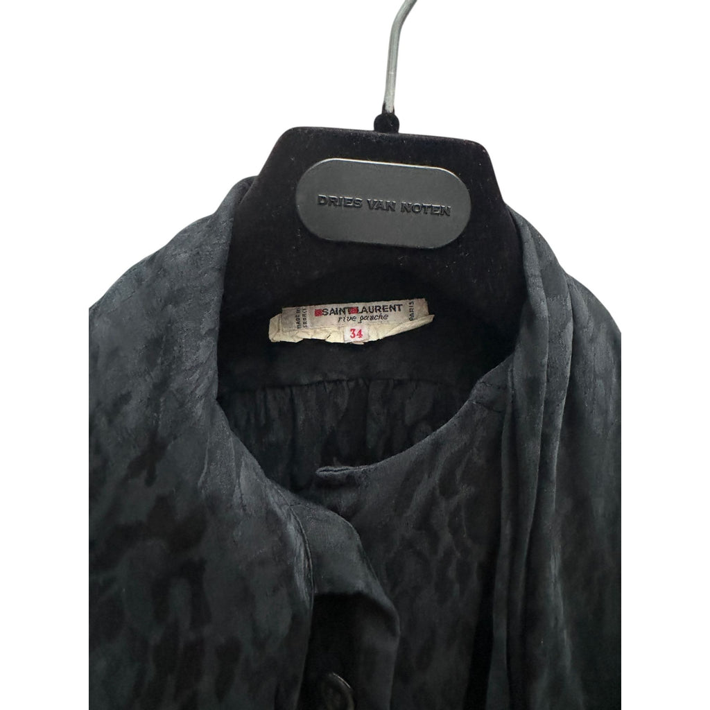 Black Silk Built-in scarf shirt