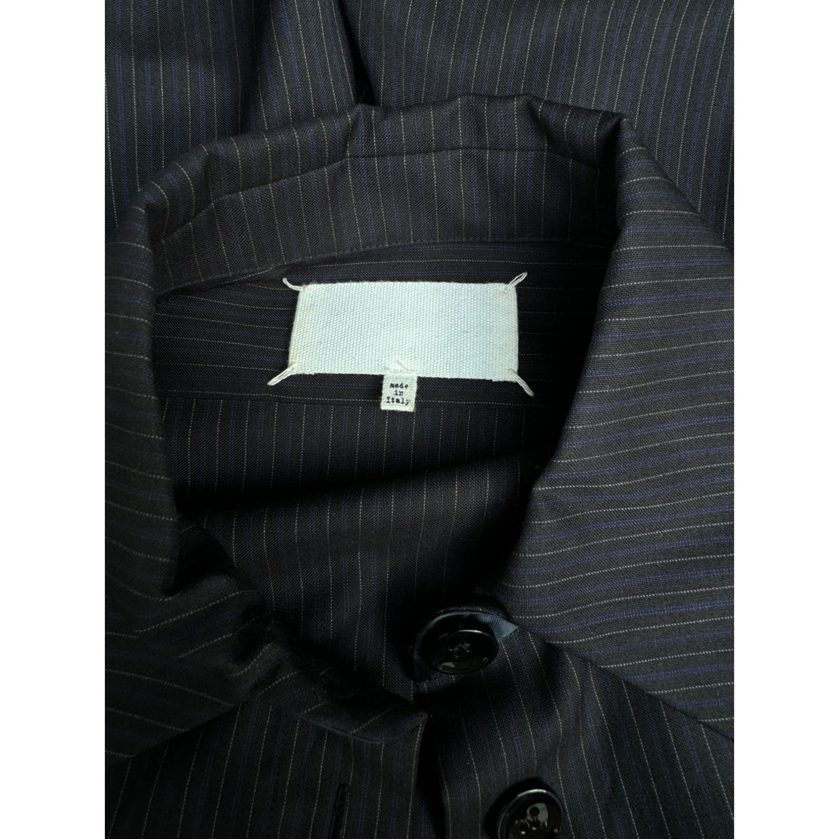 FW 2015 Navy Pinstripe Wool Tailored Jumpsuit