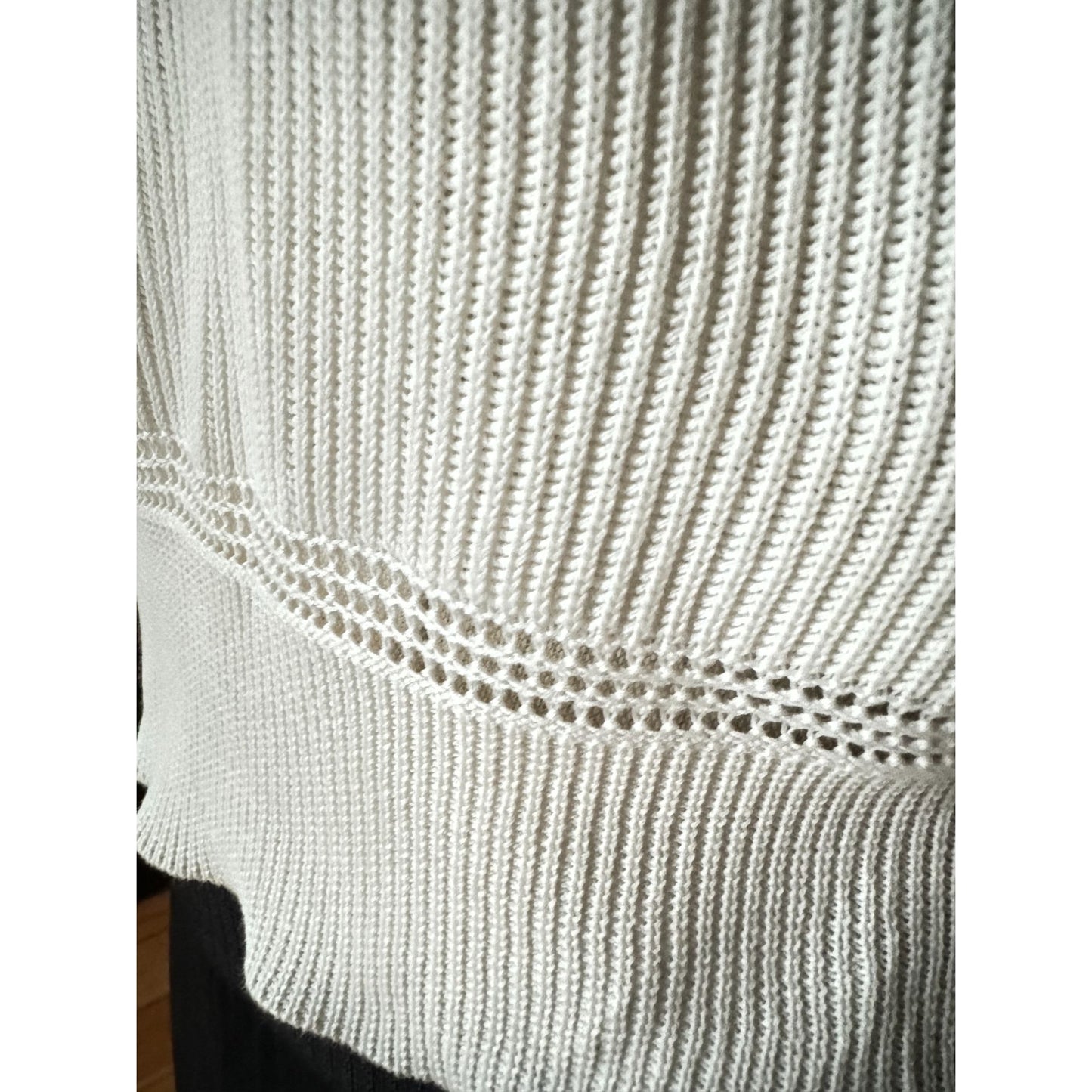 Beige Ribbed Cotton Knit Top