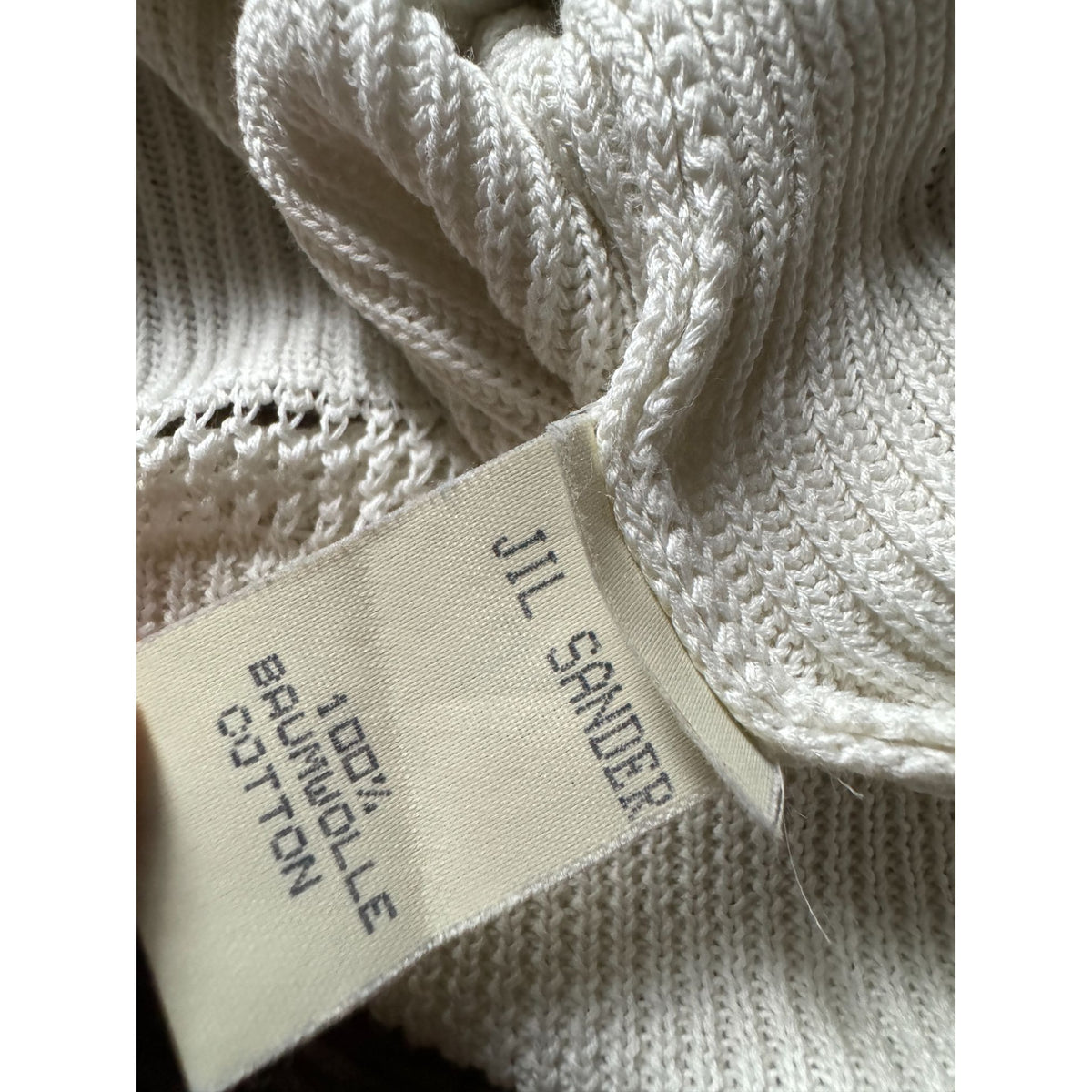 Beige Ribbed Cotton Knit Top