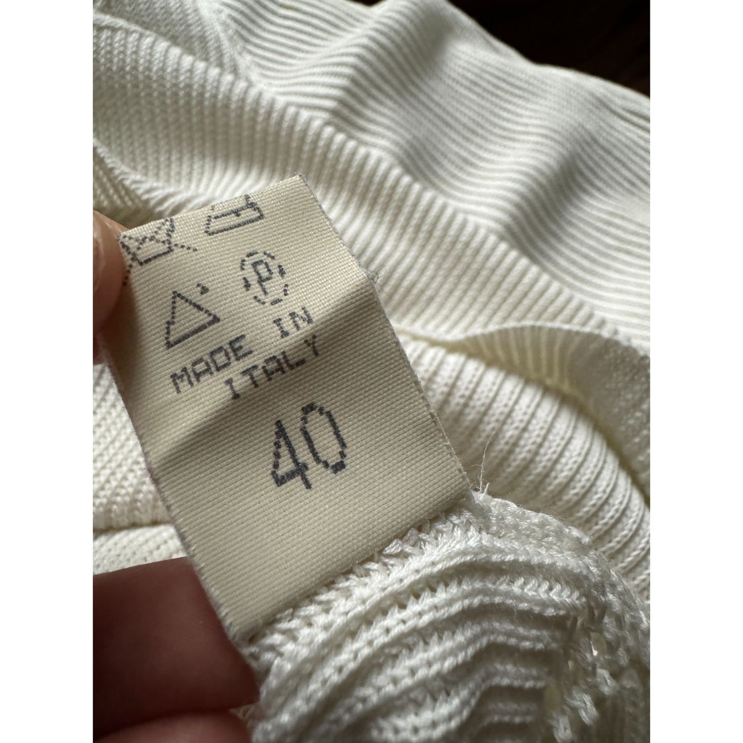 Beige Ribbed Cotton Knit Top