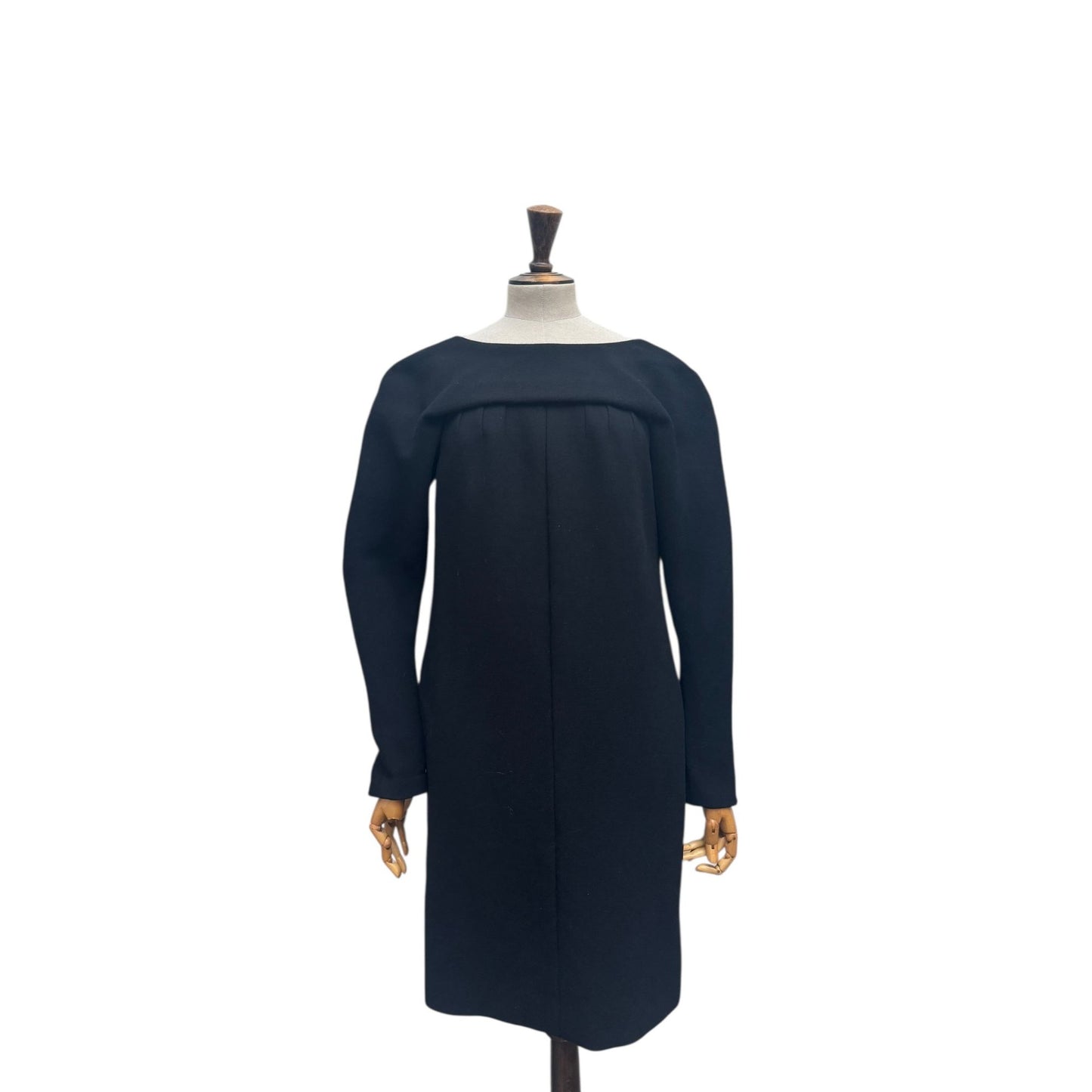 Black Wool Structured Dress