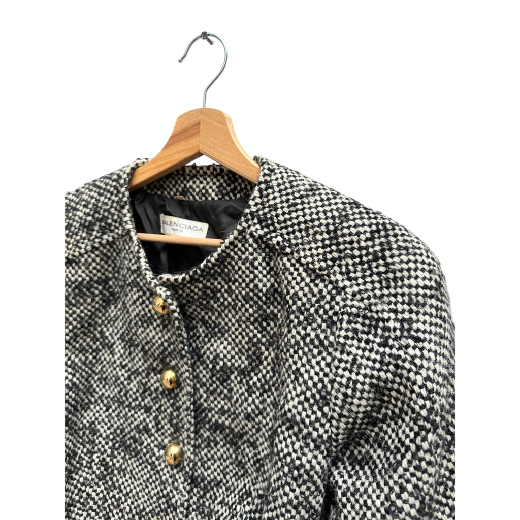 Grey Wool Houndstooth Mohair Wool Jacket