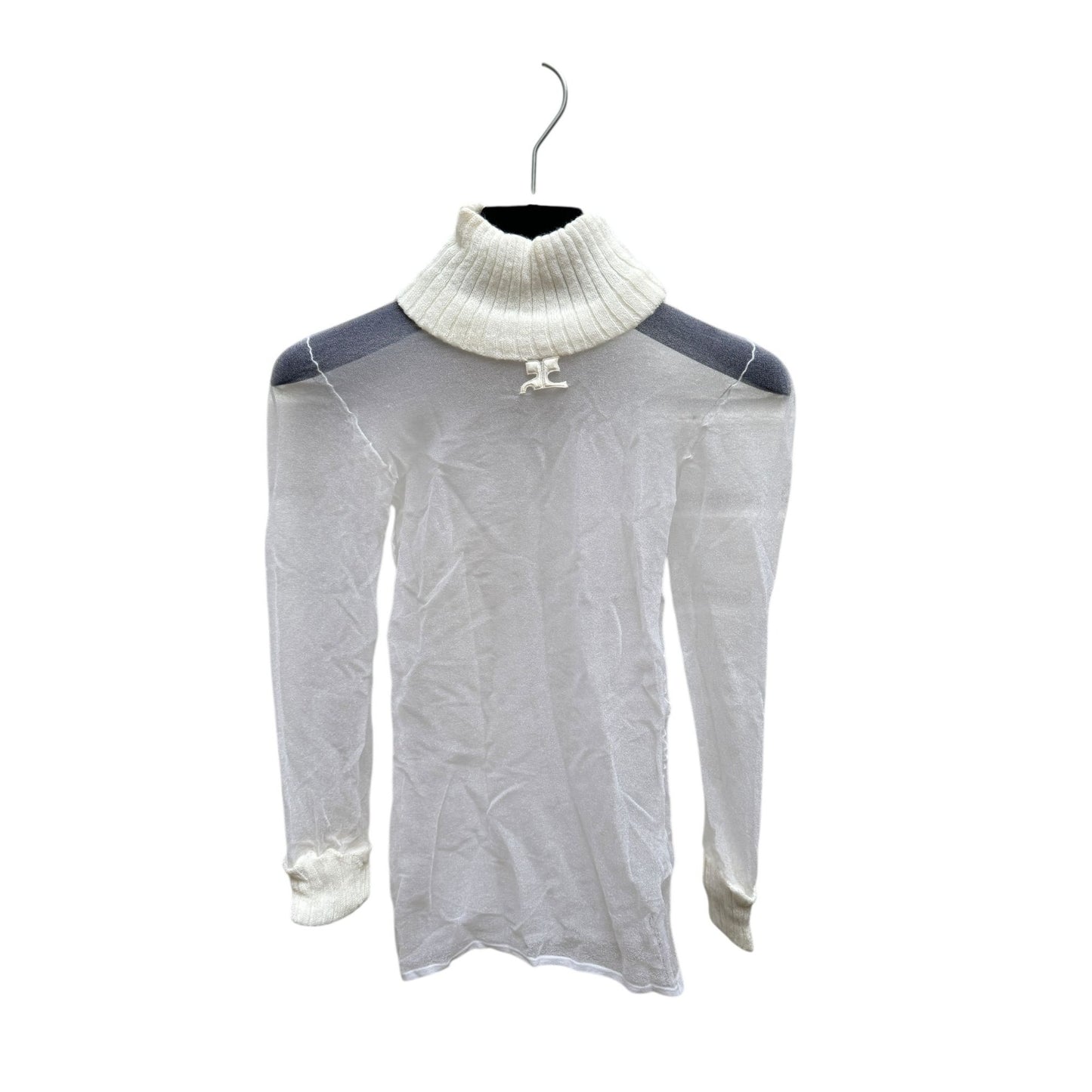 1970s White Nylon + Wool Rib Rollneck  Size 0 / XS