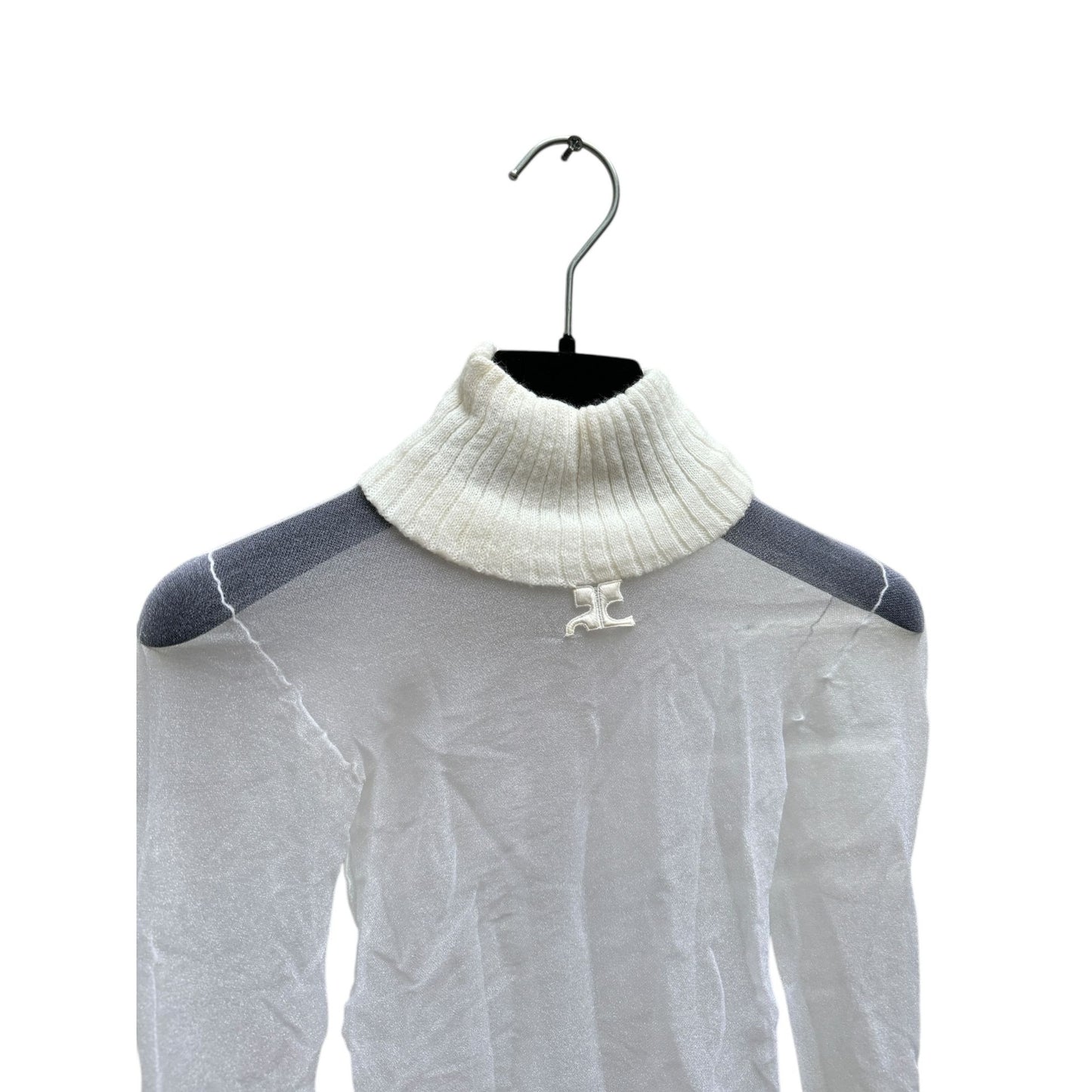 1970s White Nylon + Wool Rib Rollneck  Size 0 / XS