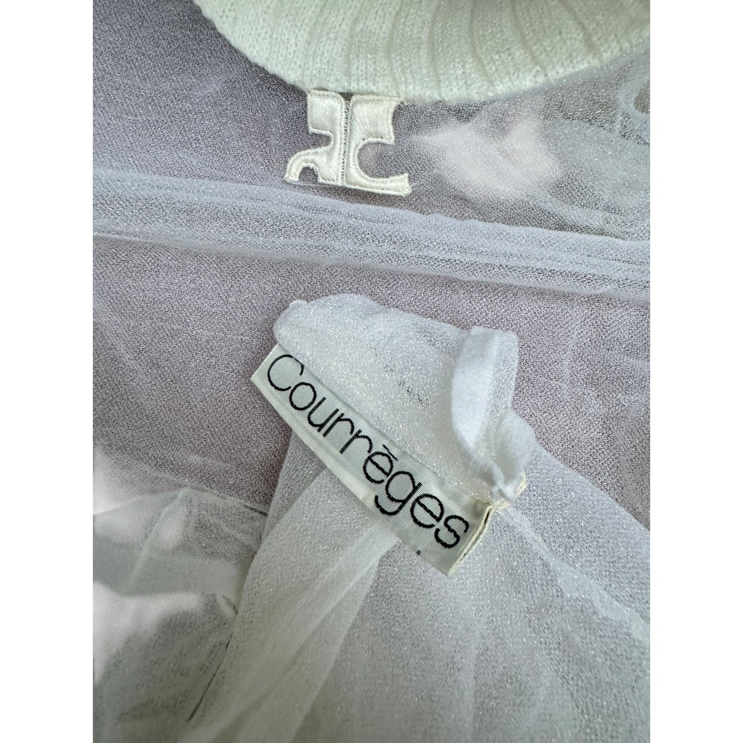 1970s White Nylon + Wool Rib Rollneck  Size 0 / XS