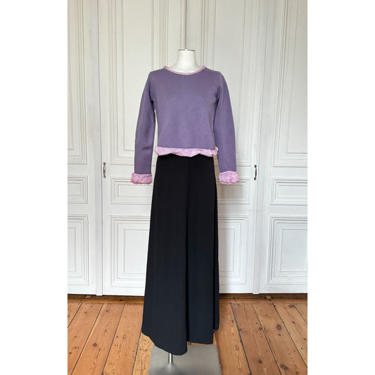 Fall Winter 1996 Pink & Purple Lined Knit Top 