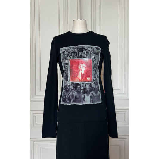 JPG Jeans 1990s Black Graphic Punk Long-Sleeve Top