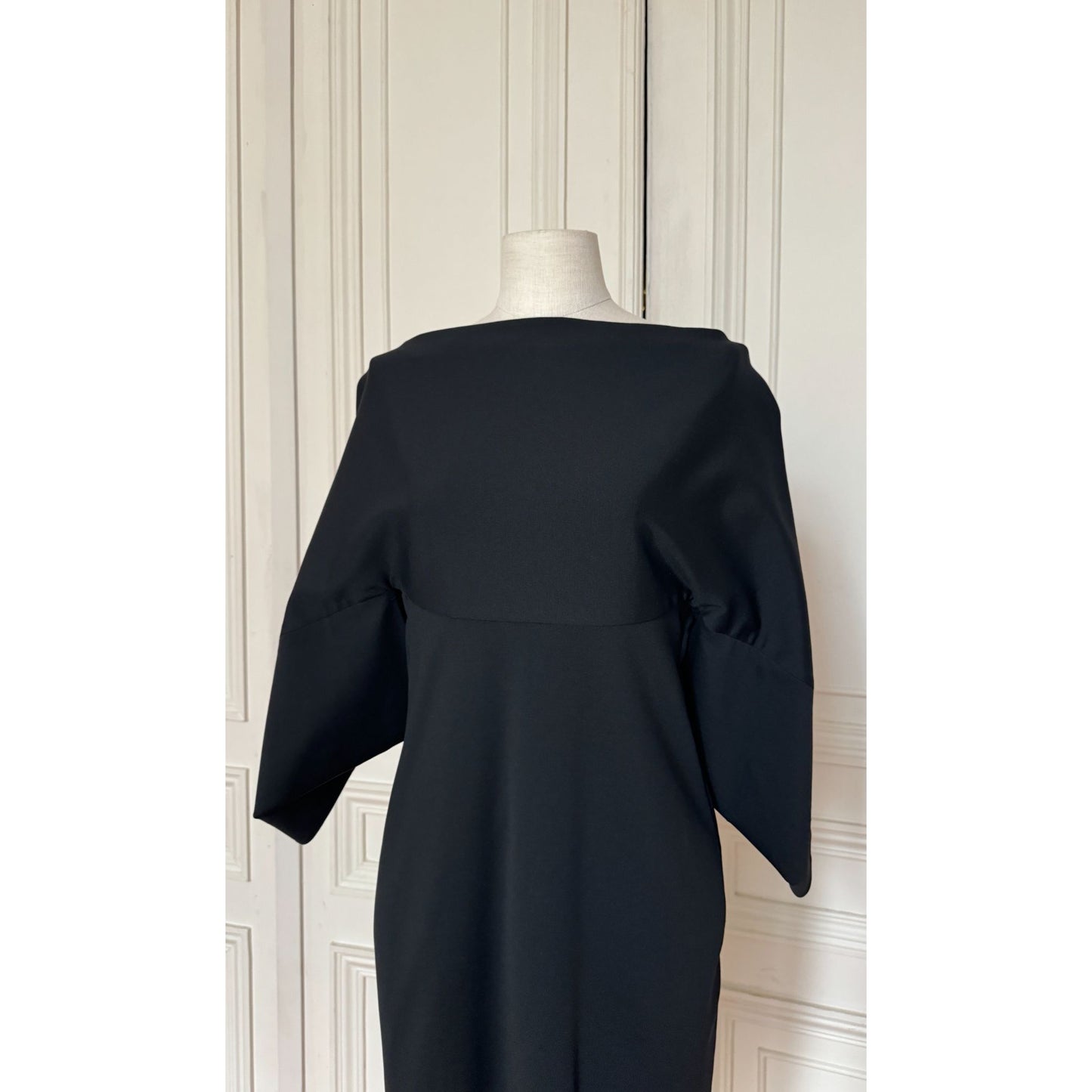 Black Sculptural Sleeve Dress 