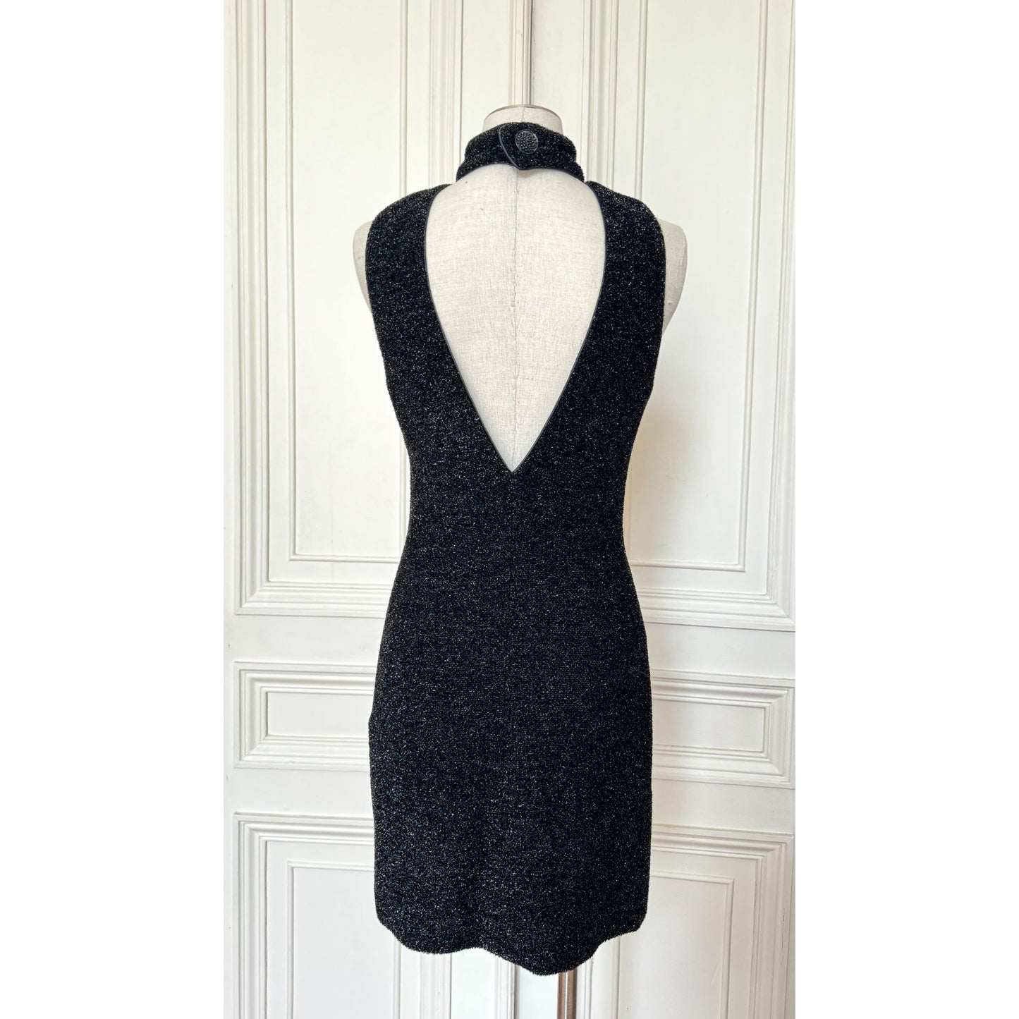 Spring 1992 Black Shiny Knit Dress 