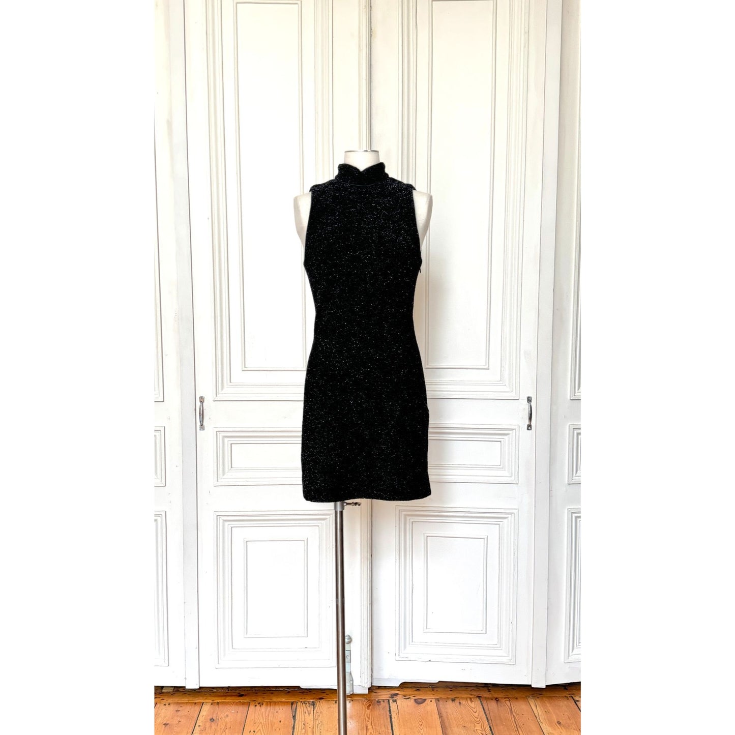 Spring 1992 Black Shiny Knit Dress 
