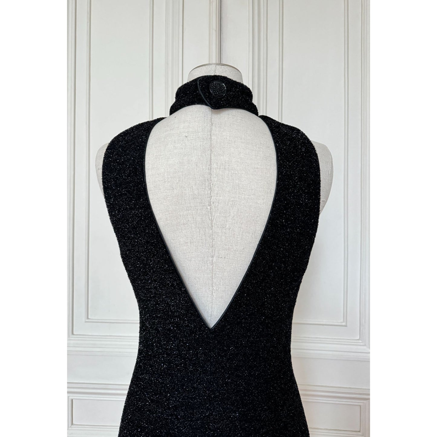 Spring 1992 Black Shiny Knit Dress 