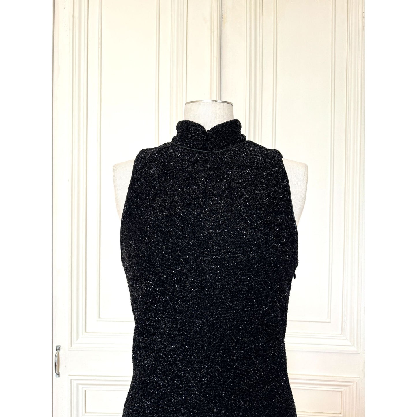 Spring 1992 Black Shiny Knit Dress 