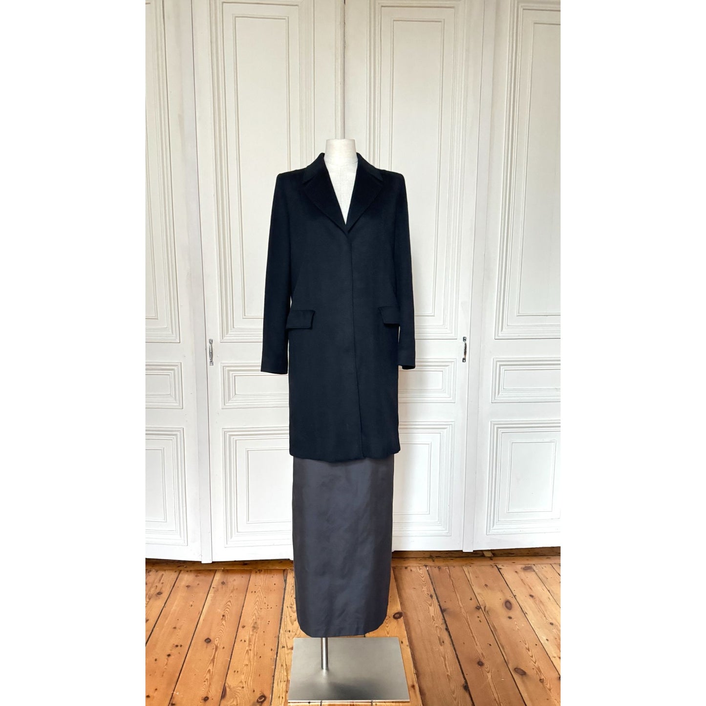 Vintage Black Wool Cashmere Angora Coat 