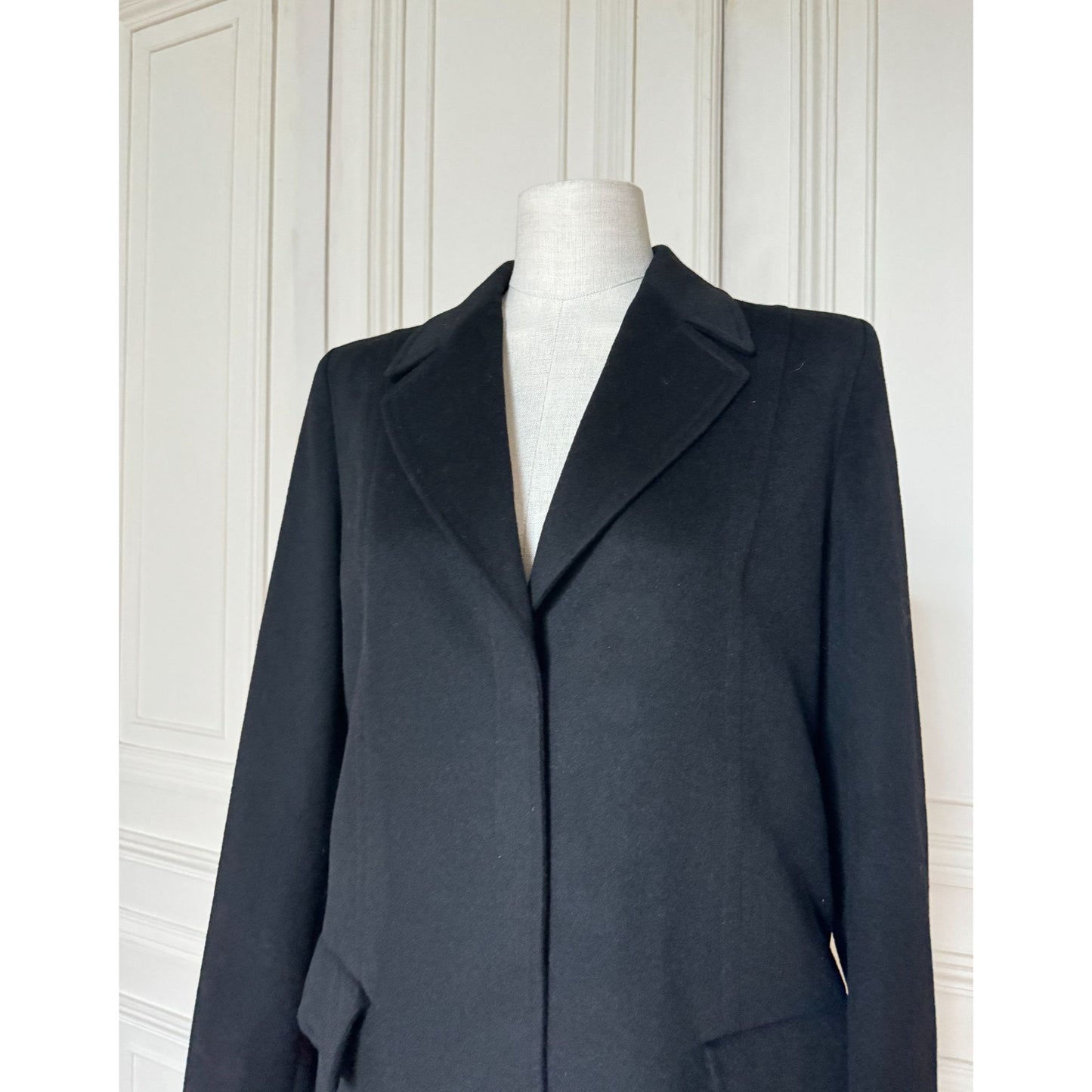 Vintage Black Wool Cashmere Angora Coat 