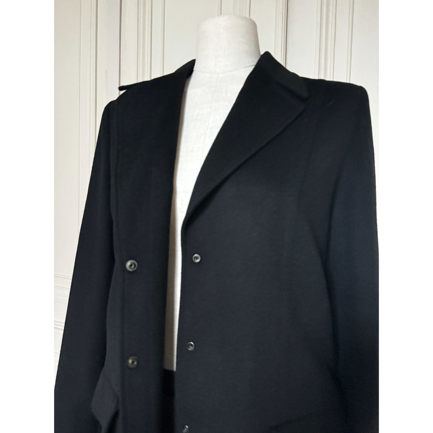 Vintage Black Wool Cashmere Angora Coat 
