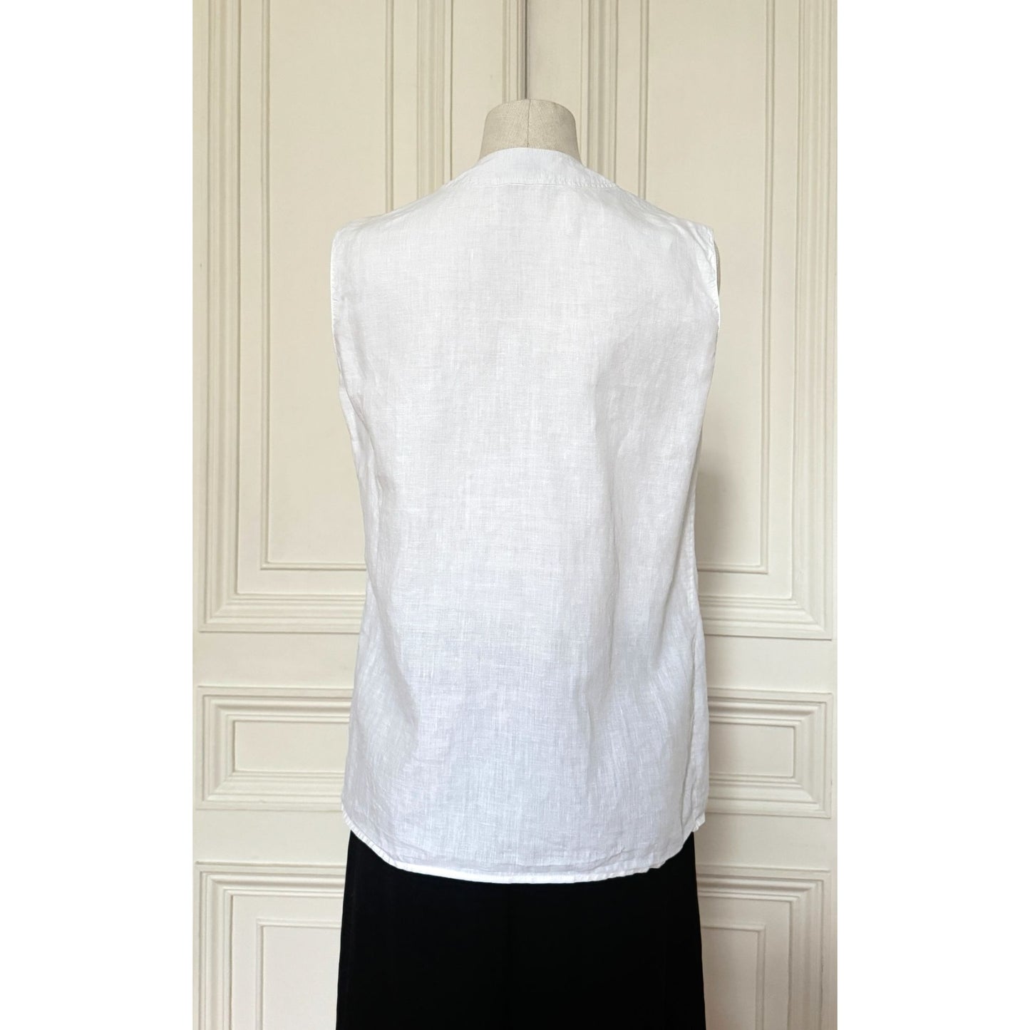 White Linen Sleeveless Shirt 