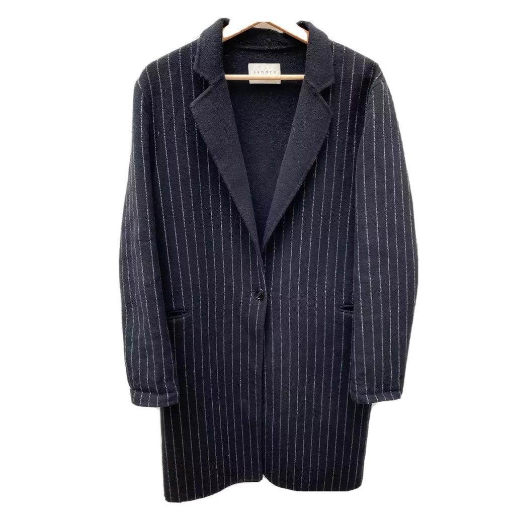 Black Striped Wool Coat