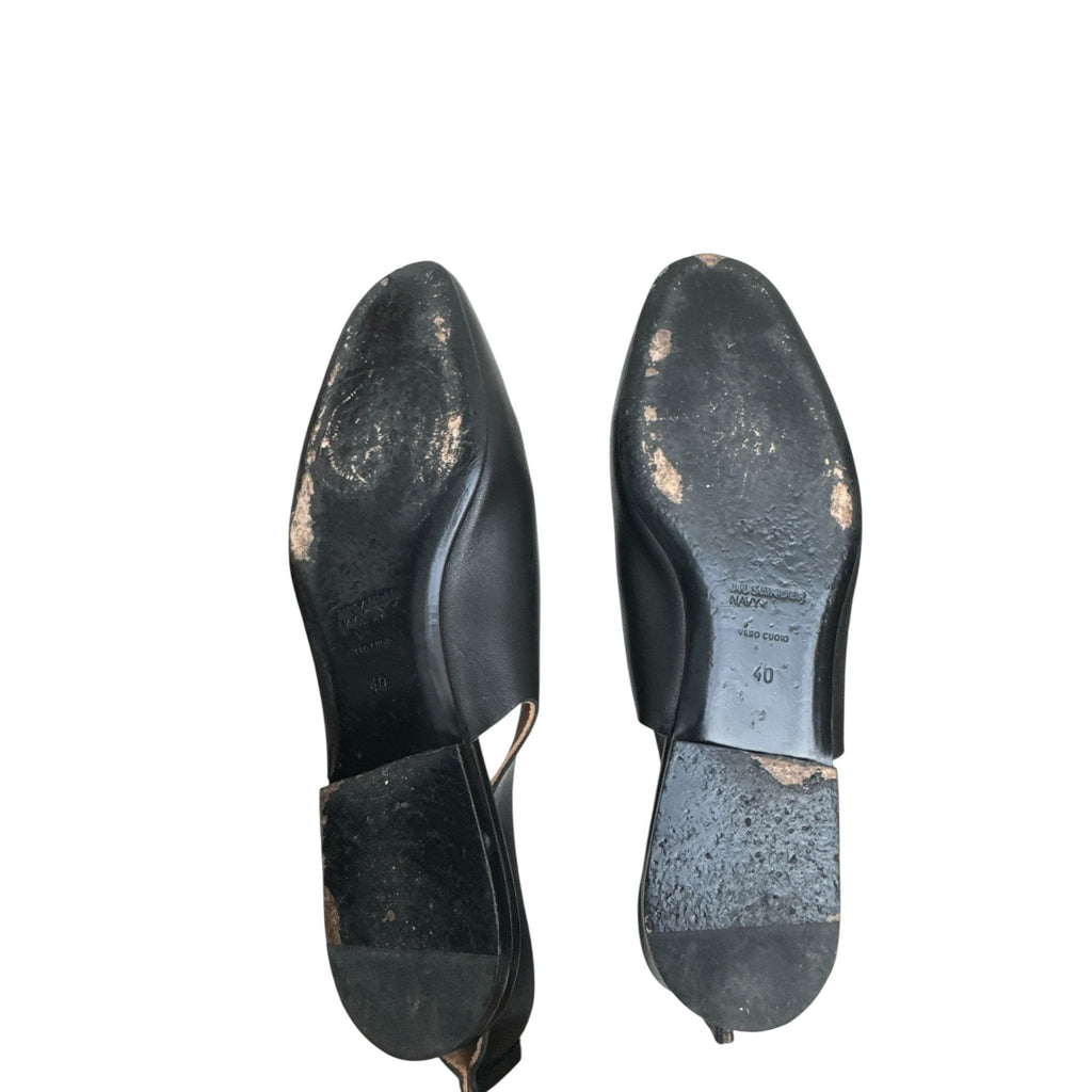 Black Leather Flat Shoes