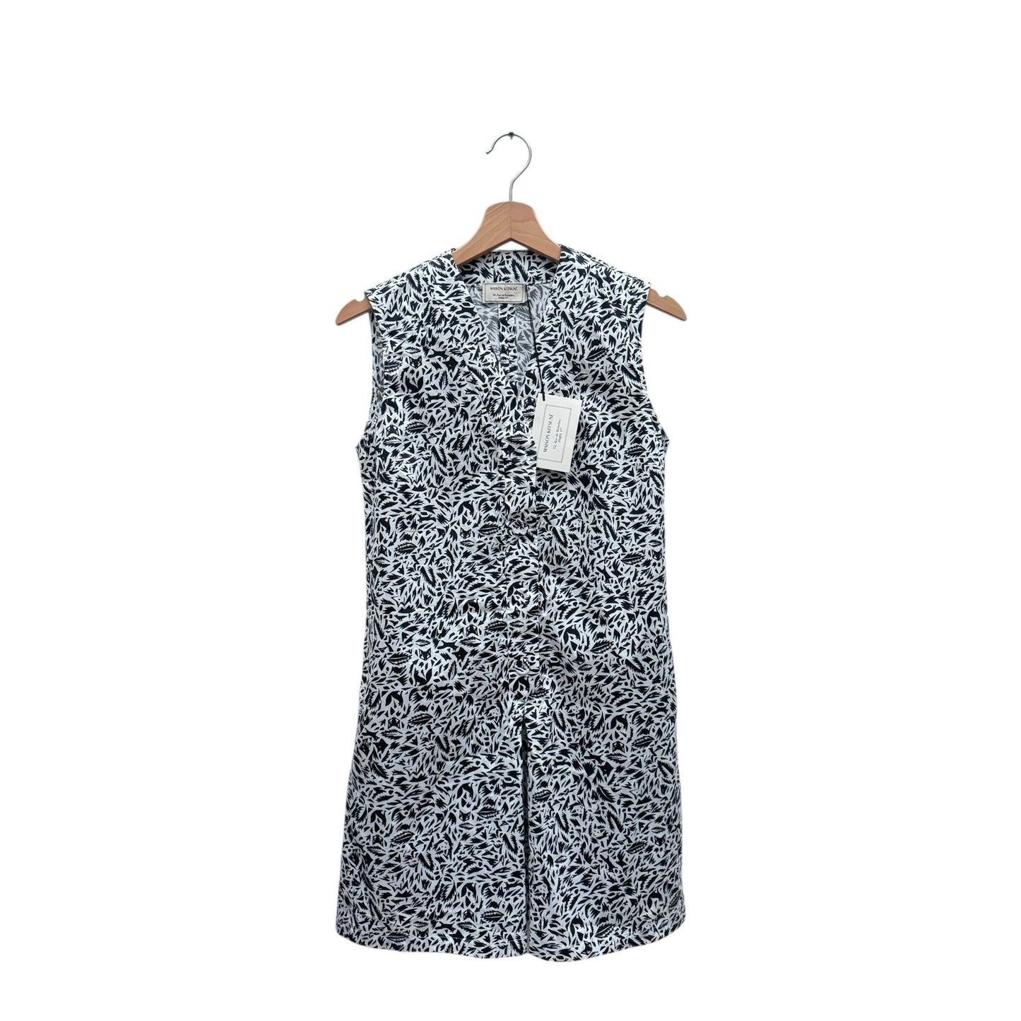 White & Black Fox Printed Sleeveless Dress