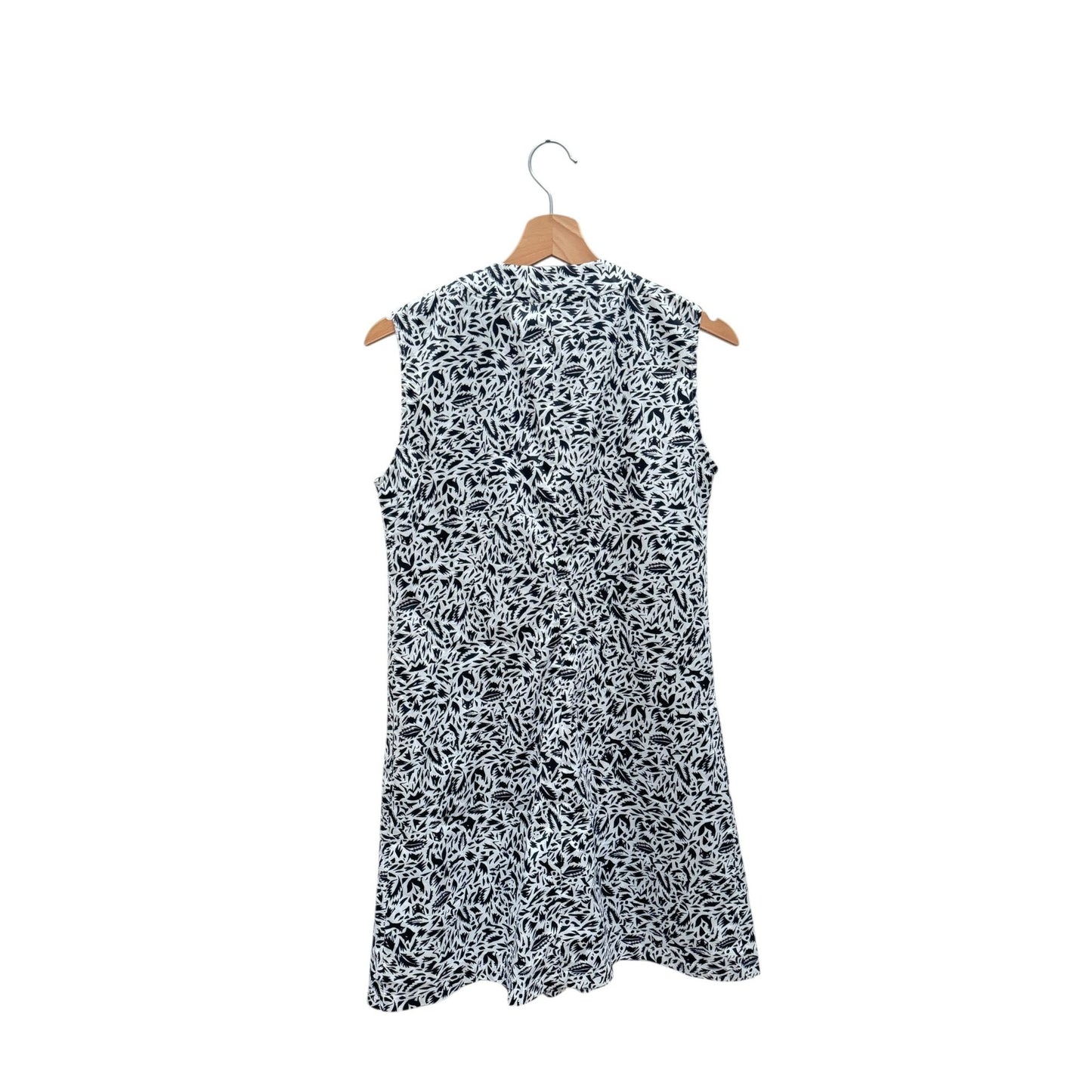 White & Black Fox Printed Sleeveless Dress