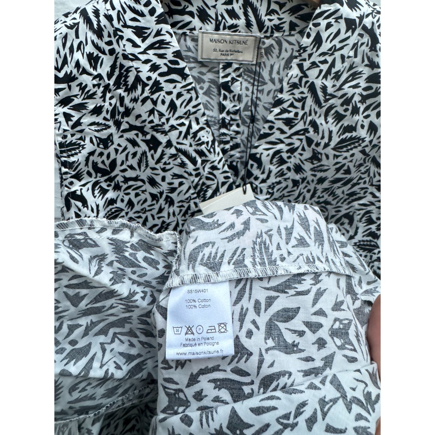 White & Black Fox Printed Sleeveless Dress