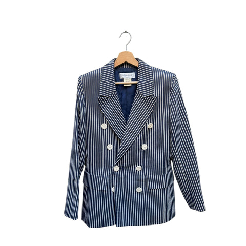 Navy White Striped Blazer Jacket