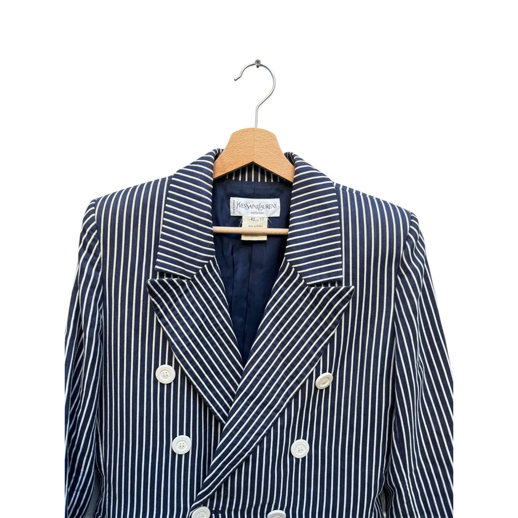 Navy White Striped Blazer Jacket