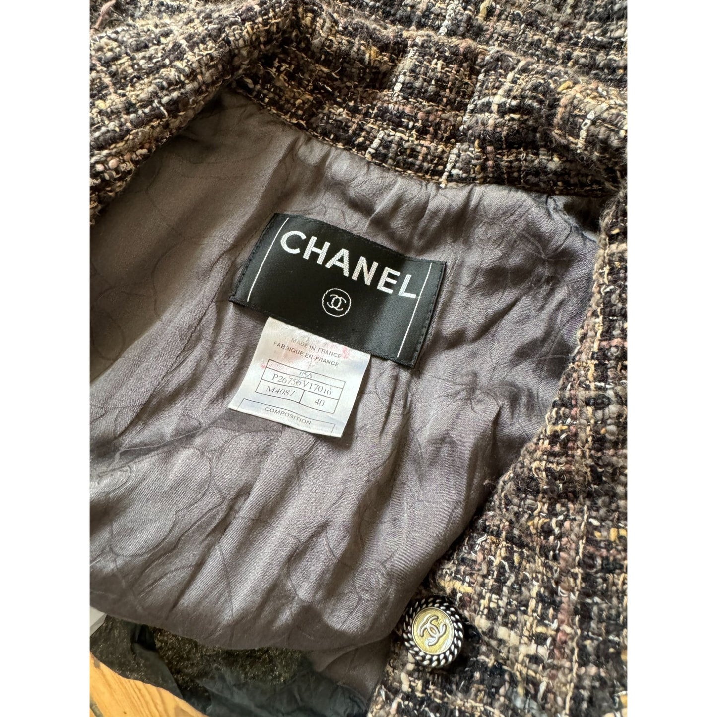 Fall 2005 Grey Tweed Cropped Jacket 3/4 Sleeves Size 40 / M