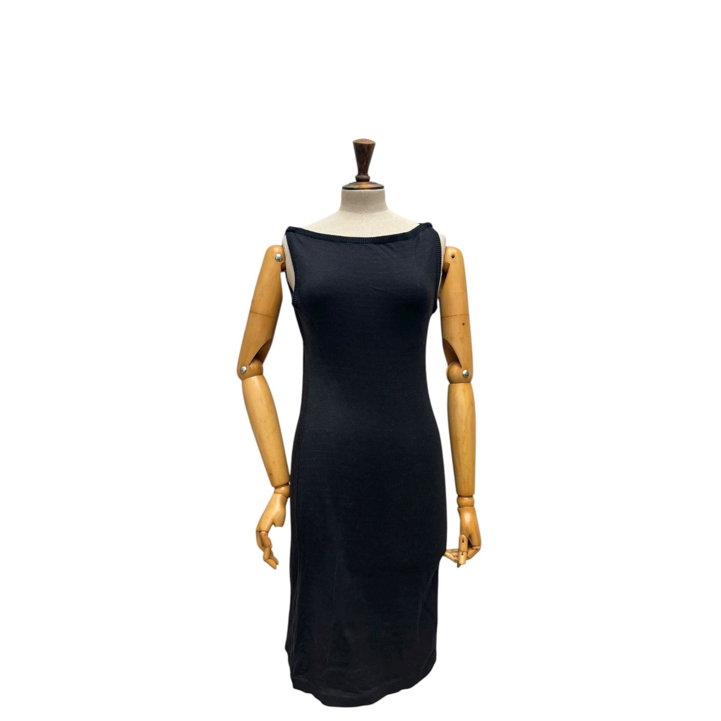 Vintage Black Cotton Knit Dress 