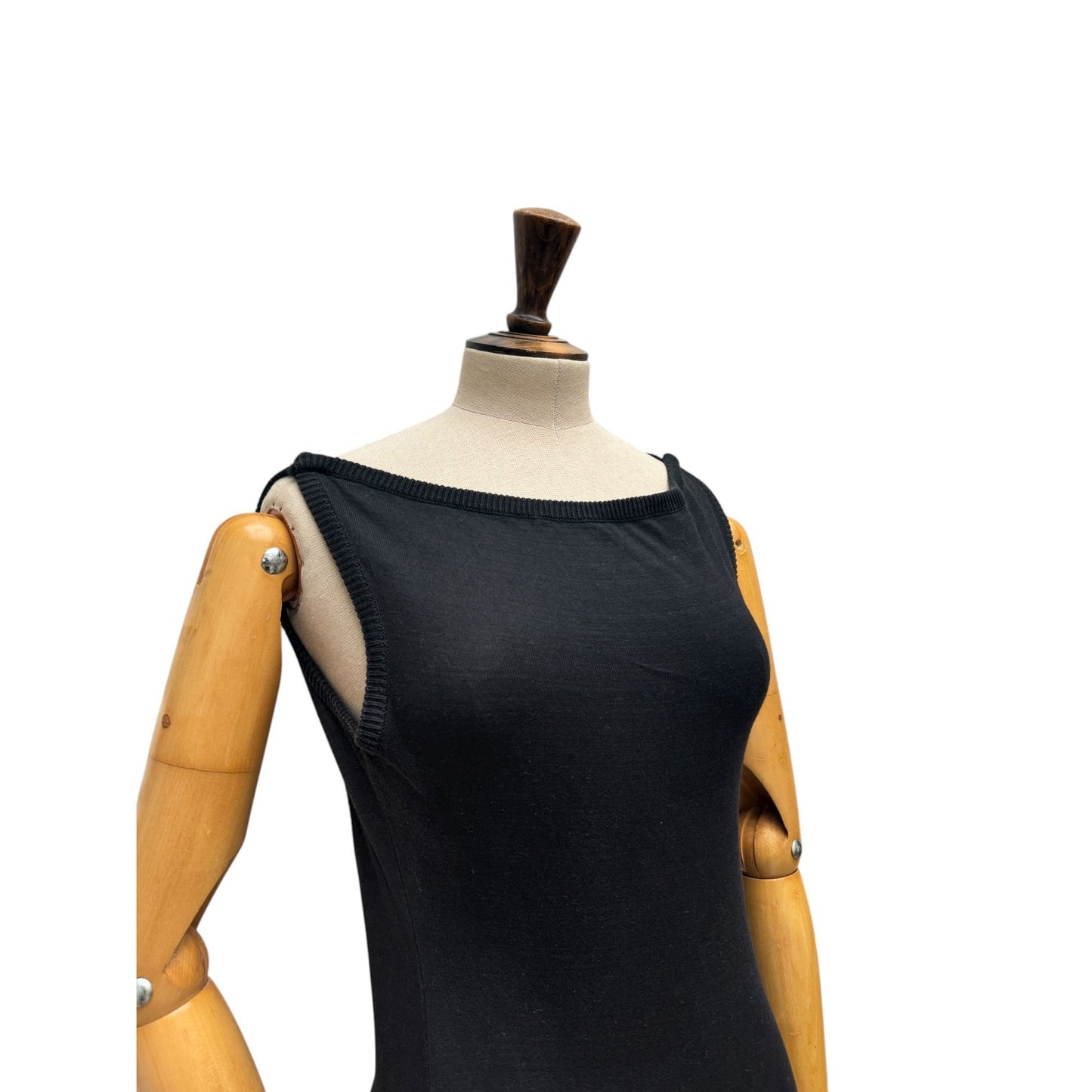 Vintage Black Cotton Knit Dress 